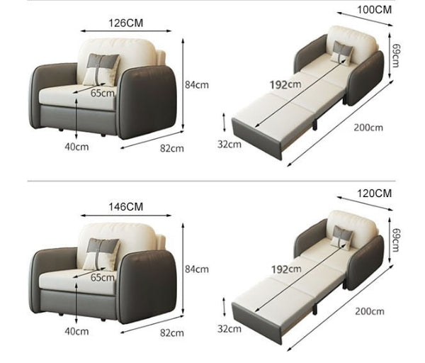 Caio Single Sofa Bed, Leathaire-Weilai Concept-Weilai Concept