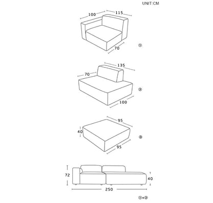 Chul Three Seater Sofa, Modular Sofa, Blue-Sofas-Weilai Concept-Weilai Concept