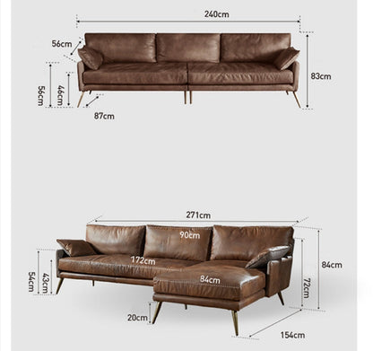 Luna Three Seaters Sofa, Three Seater Corner Sofa, Real Leather-Weilai Concept-Weilai Concept