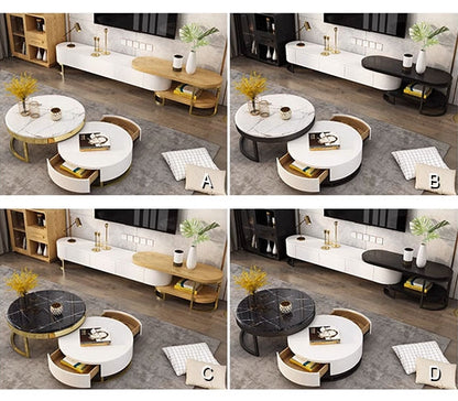 Regalia Coffee Table Set, White & Gold-Weilai Concept-Weilai Concept