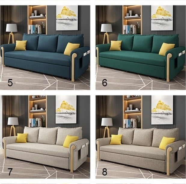 Braylene Two Seater Sofa Bed, Linen-Sofas-Weilai Concept-Weilai Concept