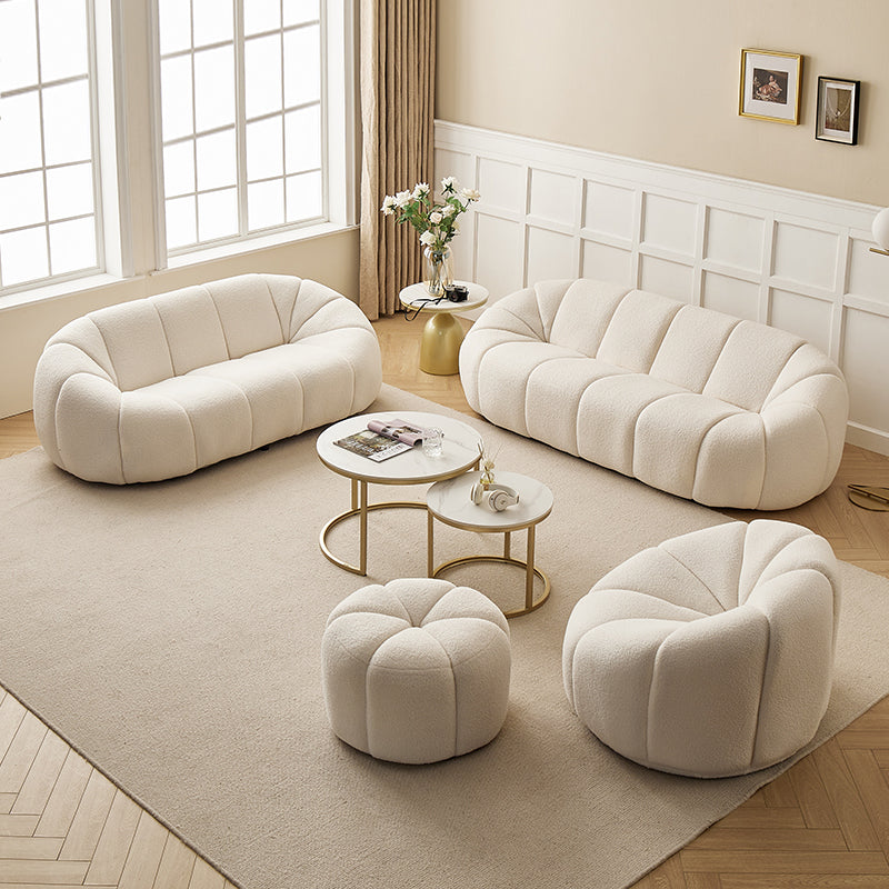 Arsav Pumpkin Armchair, White Boucle-Sofas-Weilai Concept-Weilai Concept