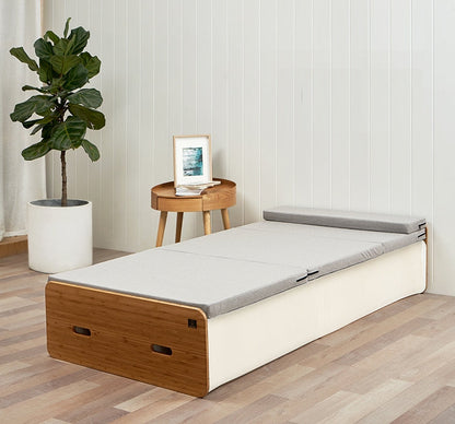 Accordion Folding Single Bed-Weilai Concept-White 70cm With Mattress-Weilai Concept
