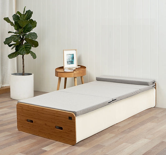 Accordion Folding Single Bed-Weilai Concept-White 70cm With Mattress-Weilai Concept
