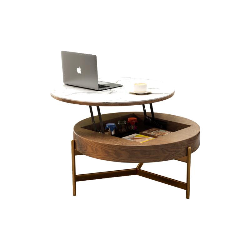 Josiah Round Lift-Top Coffee Table With 3 Small Benches, Linen-Weilai Concept-Weilai Concept