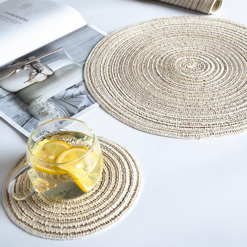 Round Braided Woven Placemats, Set of 4 Pieces-Weilai Concept-Weilai Concept