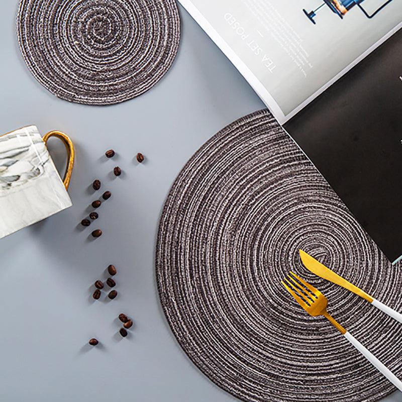 Round Braided Woven Placemats, Set of 4 Pieces-Weilai Concept-Weilai Concept
