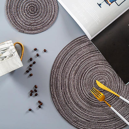 Round Braided Woven Placemats, Set of 4 Pieces-Weilai Concept-Weilai Concept