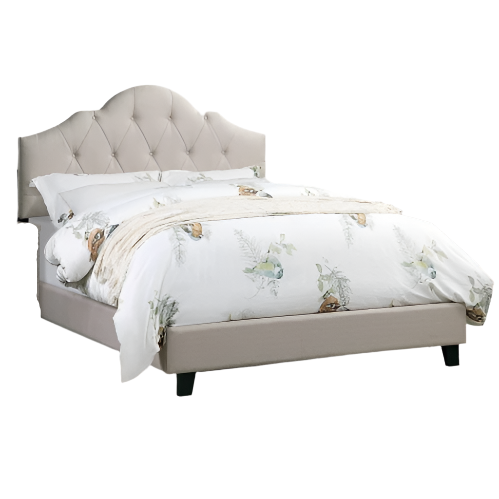 Contemporary 1pc Queen Size Bed Adjustable HB Light Brown Polyfiber Tufted Upholstered Wooden Bedframe Bedroom Furniture