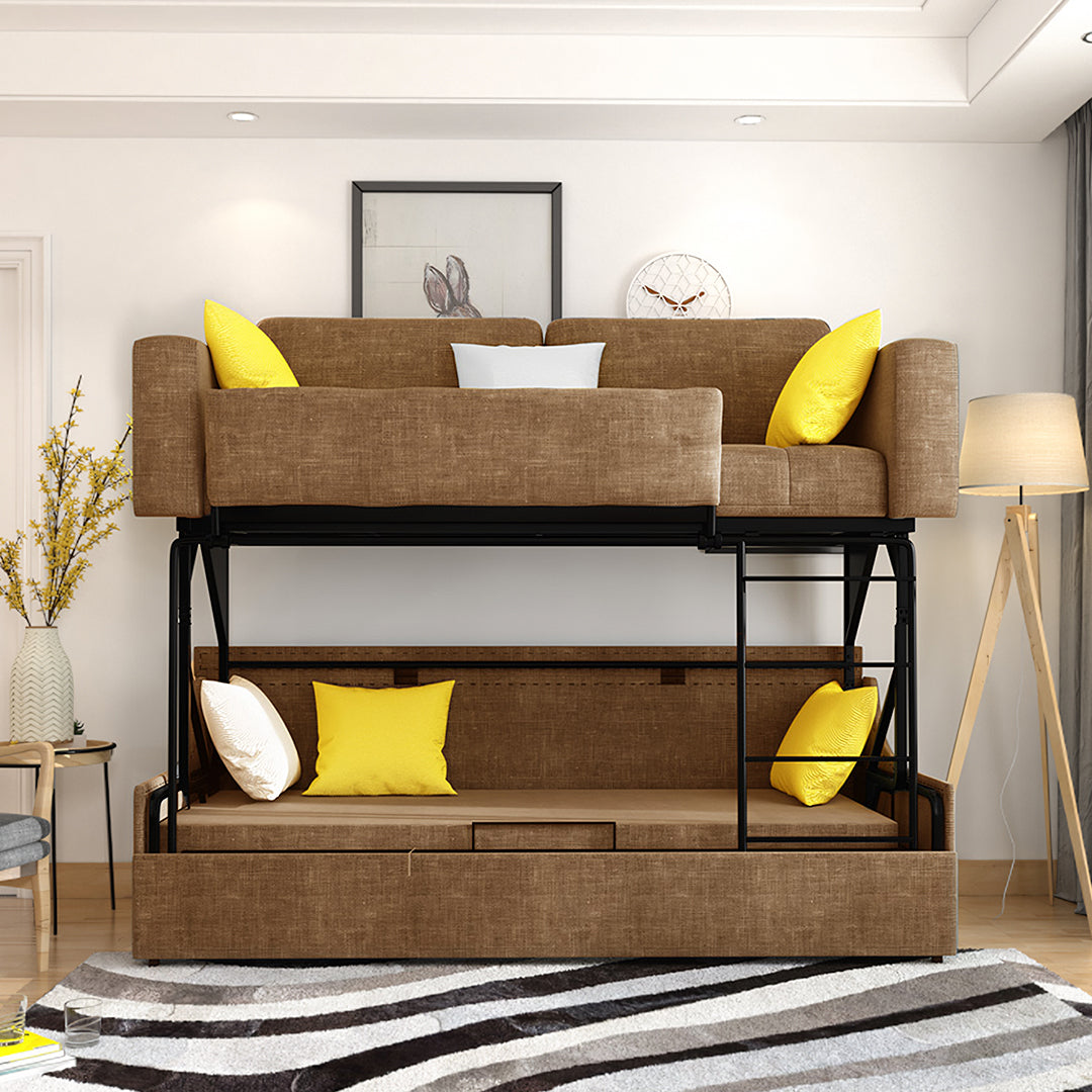 Pérez Two Seater Sofa Bed, Bunk Bed, Linen-Weilai Concept-Weilai Concept