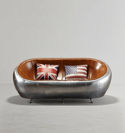 aviator airplane tub two seater sofa, aluminum loveseat in modern living room