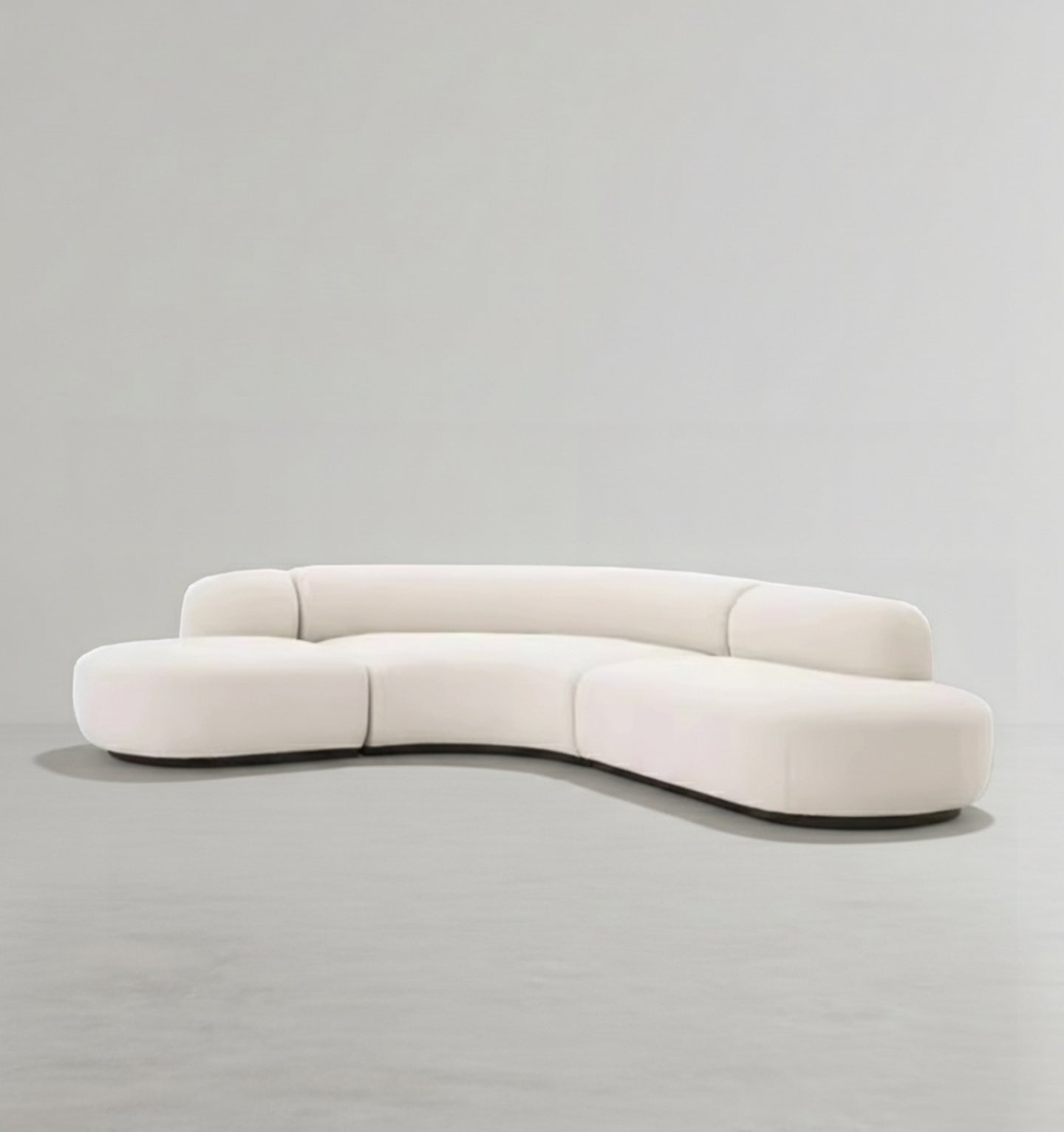 eulalia cream curve three seater sofa, corner sofa, boucle in modern living room