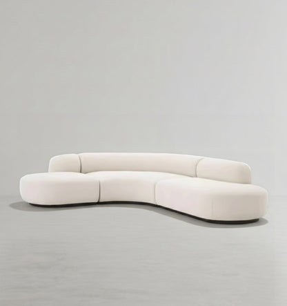 eulalia cream curve three seater sofa, corner sofa, boucle in modern living room