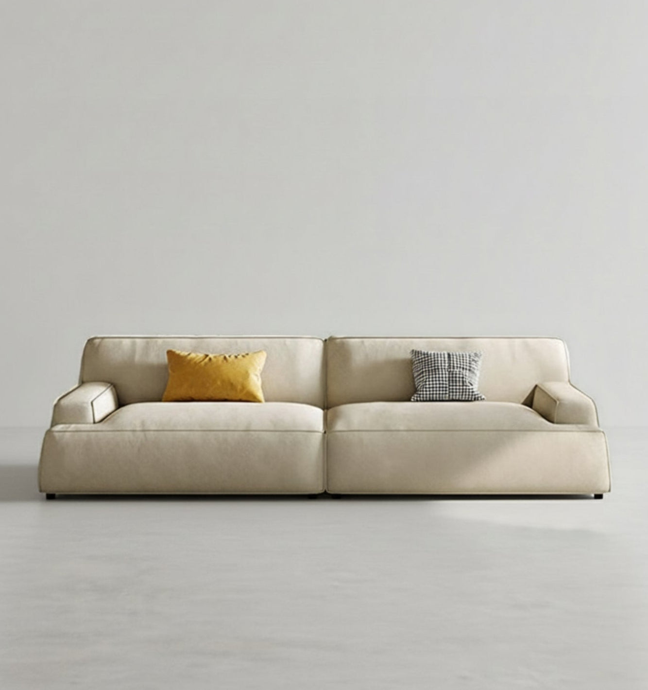 isaac three seater sofa, modular sofa, leathaire in modern living room
