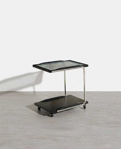 Demetrius Side Table With Trolleys, Black