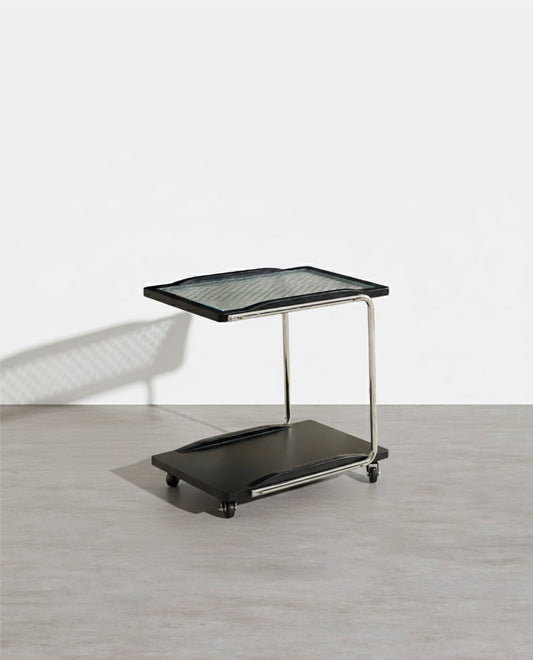 Demetrius Side Table With Trolleys, Black