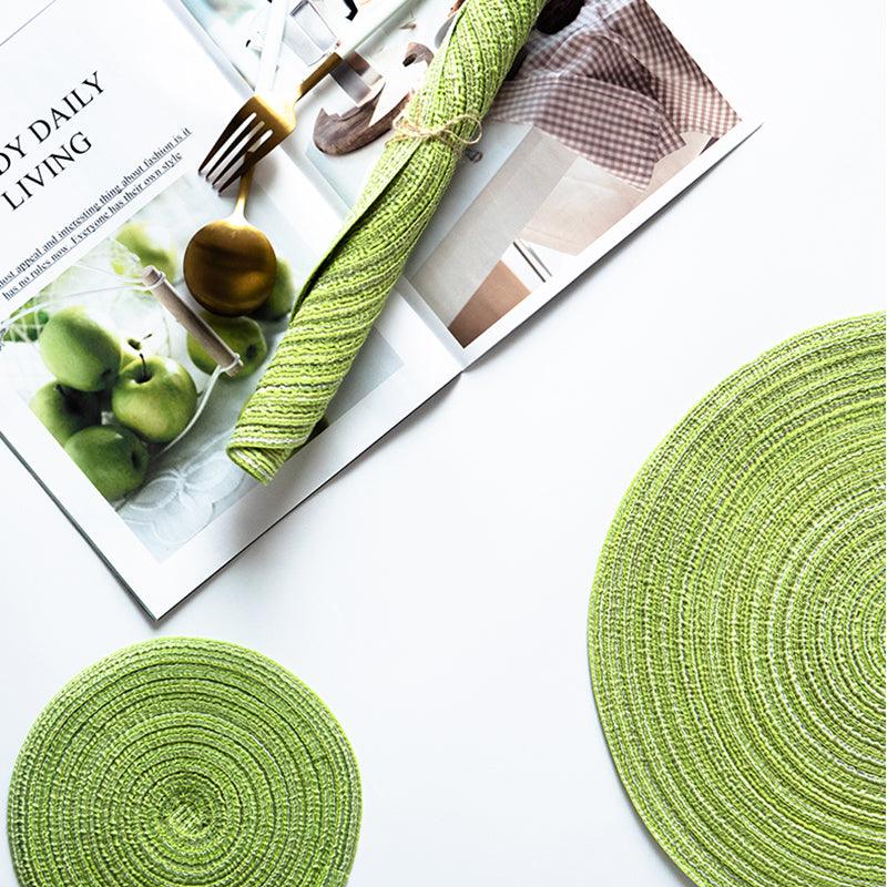 Round Braided Woven Placemats, Set of 4 Pieces-Weilai Concept-Weilai Concept