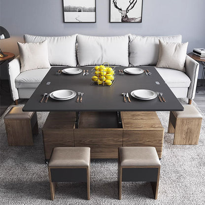 Ruby Lift Top Coffee Table, Multi-Functional Foldable Coffee Table, Walnut & Black-Weilai Concept-Weilai Concept