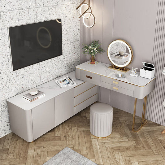 Della Dressing Table With Sideboard, Corner Dressing Table, Extendable-Weilai Concept-Weilai Concept