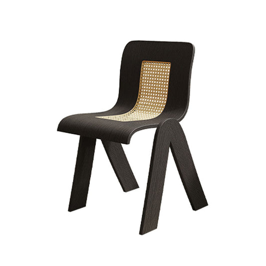 Verna Curve Dining Chair, Black & Rattan-Weilai Concept-Weilai Concept