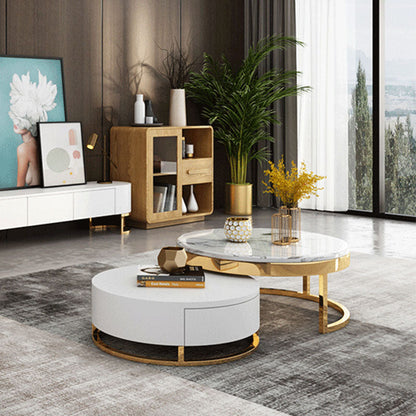 Regalia Coffee Table Set, White & Gold-Weilai Concept-Weilai Concept
