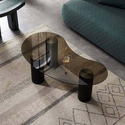 Lunar Coffee Table, Glass-Weilai Concept-Black Top-Black Legs-Weilai Concept