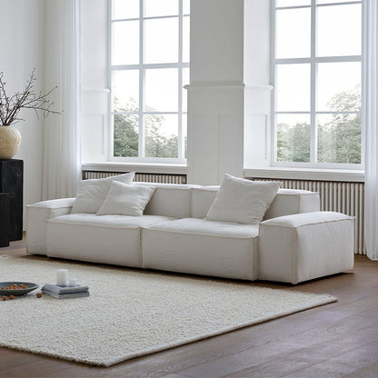 Zaavan Three Seater Sofa, Modular Sofa, White Linen-Weilai Concept-Weilai Concept