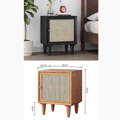 Tableau Rattan Bedside Table, Solid Wood-Weilai Concept-Weilai Concept