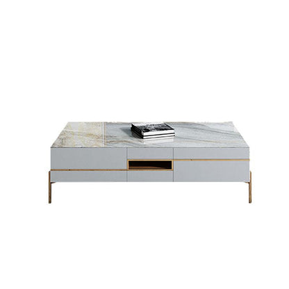 VIda Rectangle Coffee Table Set With TV Stand, Gold Leg-Weilai Concept-Coffee Table-Weilai Concept