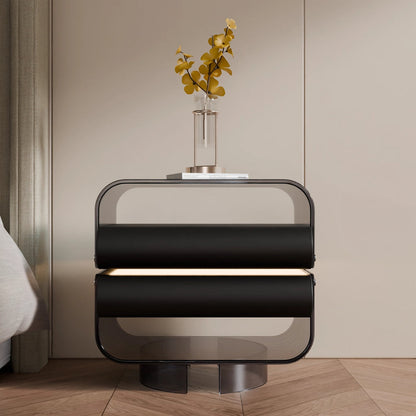 Friesen Rotateble Bedside Table With Storage & Light Strip