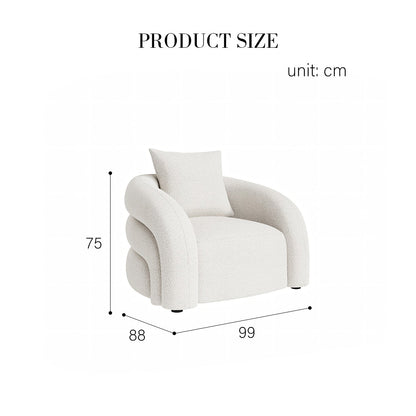 Sadiq Armchair With Cushion, White Boucle
