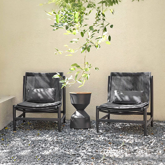 lavoie outdoor lounge chair with footstool, rattan outdoor seating