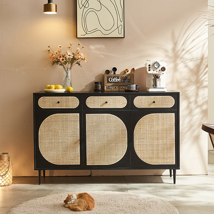Ballard Rattan Sideboard, Black Or Oak-Weilai Concept-Weilai Concept