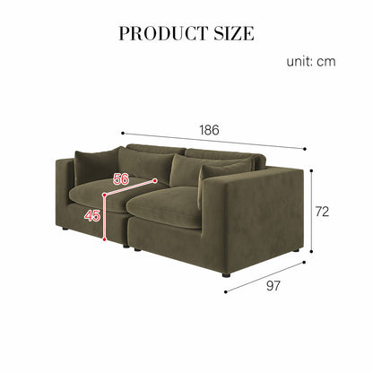 Makhmudov Loveseat Sofa, Two Seater Sofa, Velvet