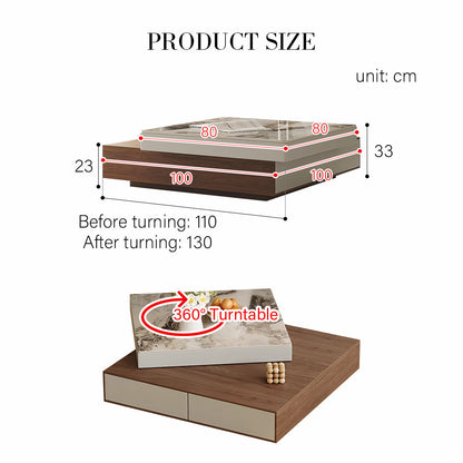 Grimaldi Extendable Coffee Table, Square Coffee Table