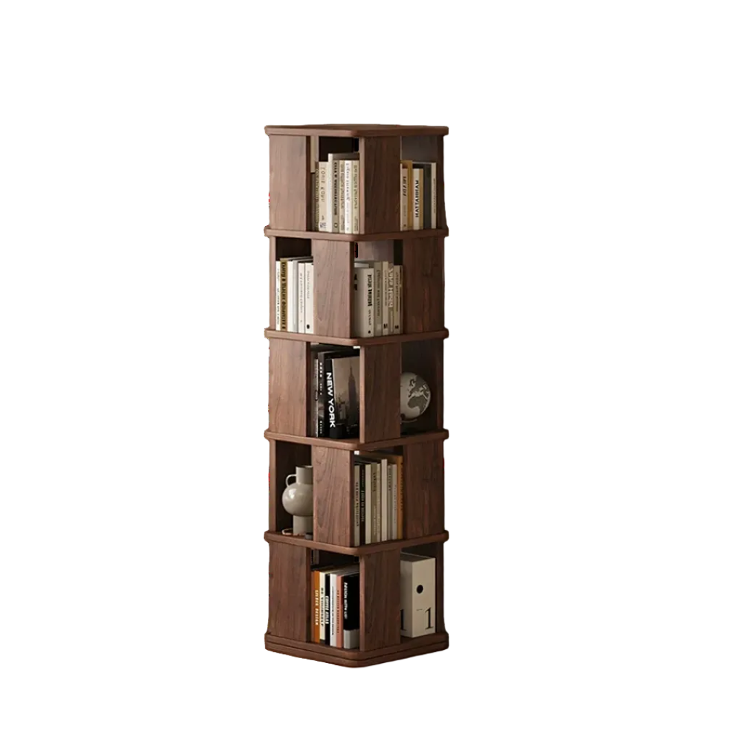 Vasiliev Rotating Bookshelf, Freestanding Shelving Unit, Solid Wood