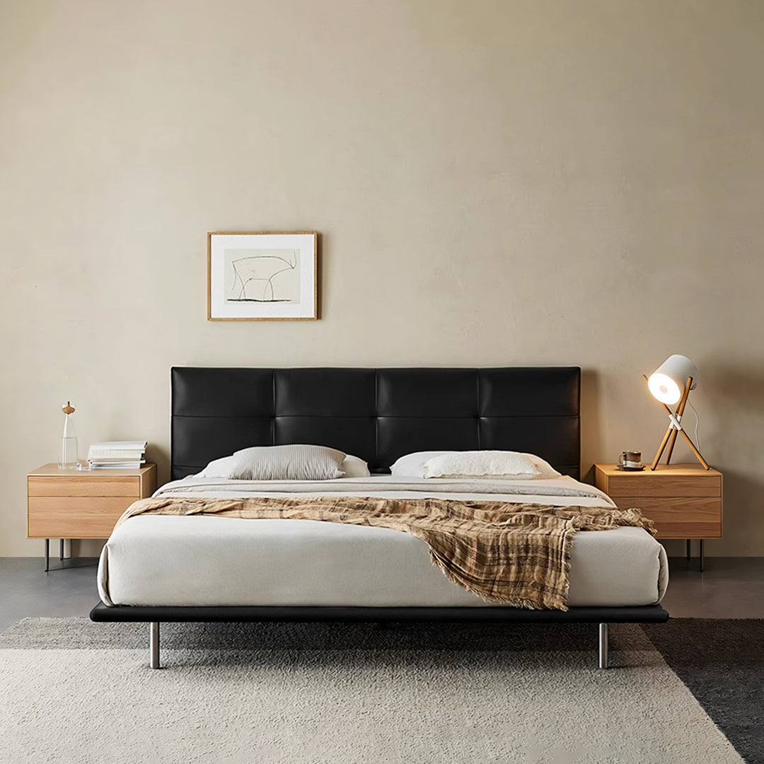 Ines Floating Bed, King Size, Super King Size Bed, Real Leather-Weilai Concept-Weilai Concept