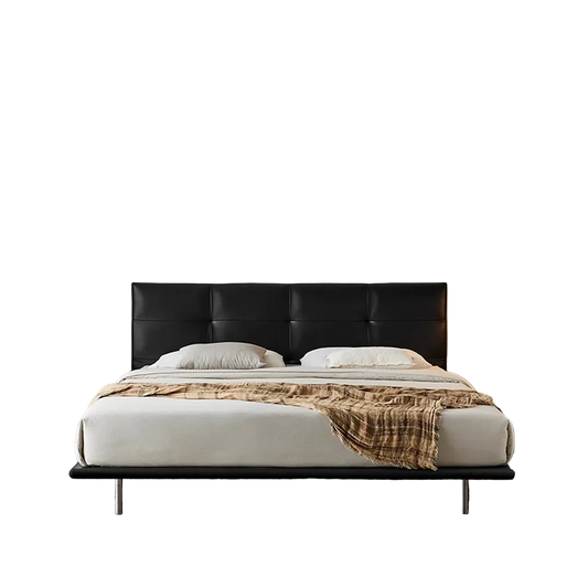 ines floating bed, king size, super king size bed, real leather in modern bedroom