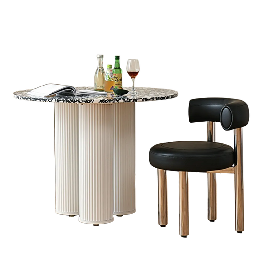 martinez small round dining table, marble in dining room