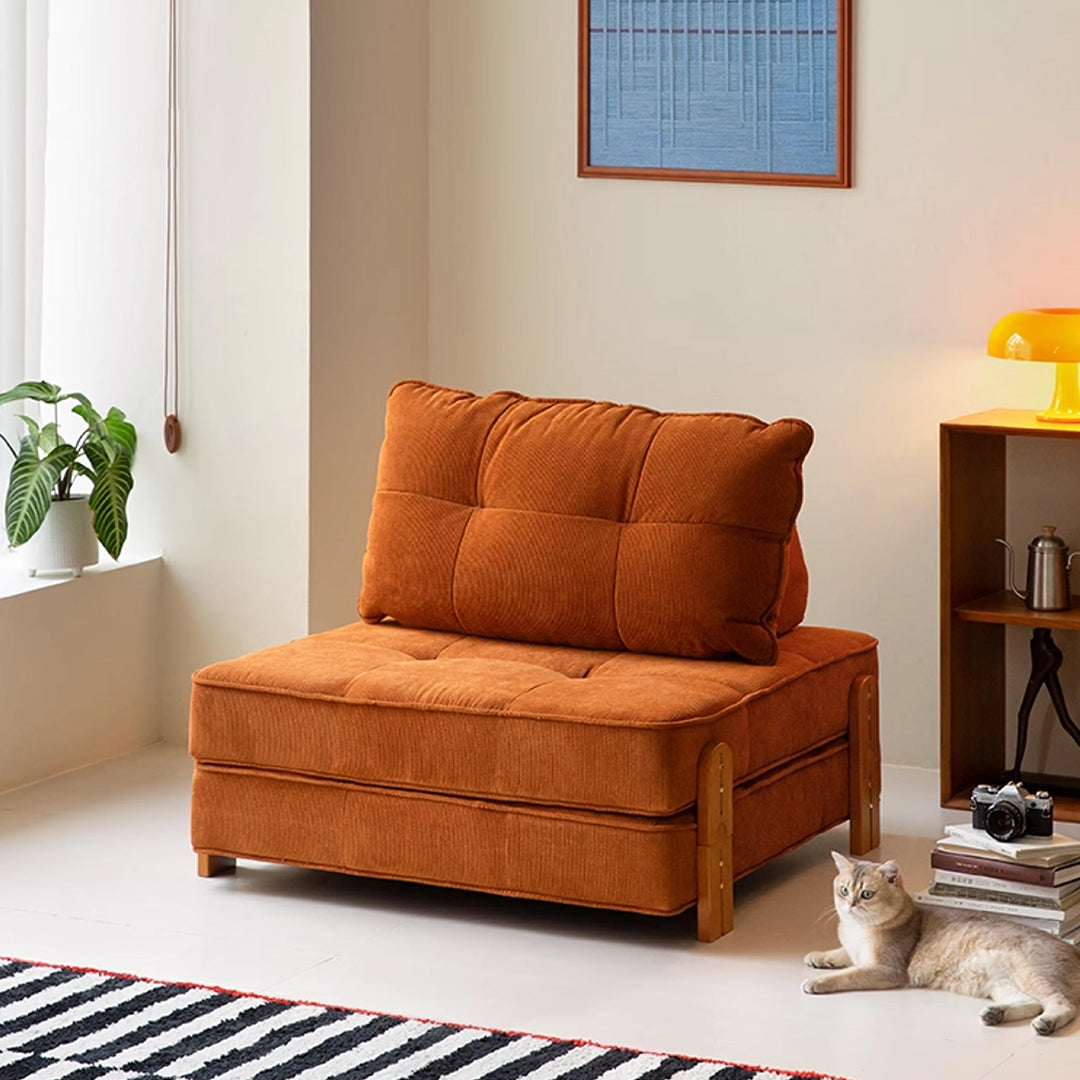 salinas lazy sofa bed, single sofa bed, corduroy in modern living room