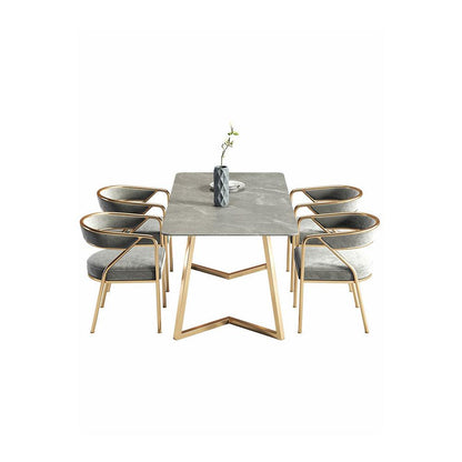 Attleboro Dining Table, Sintered Stone & Gold-Weilai Concept-Weilai Concept