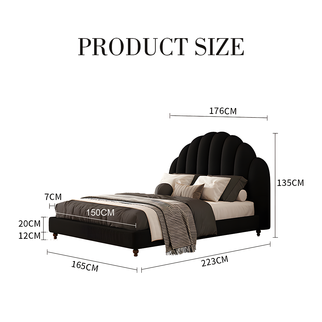 Cassian Small Double Bed, King Size Bed, Flannelette-Weilai Concept-Weilai Concept