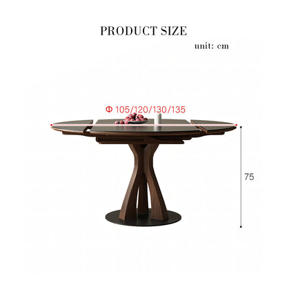 Caruso Round Folding Dining Table, Sintered Stone, Black