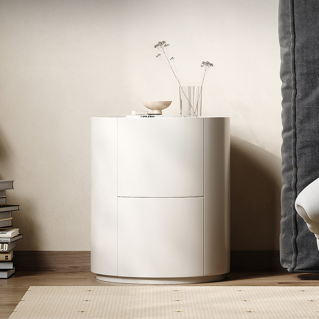 Farooq Round Bedside Table, White