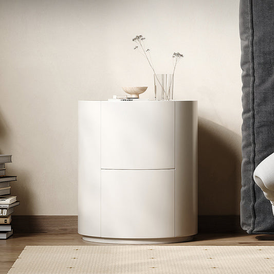 Farooq Round Bedside Table, White