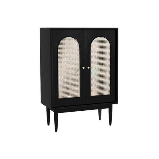 Neema Sideboard, Side Cabinet, Black & Rattan-Weilai Concept-Weilai Concept
