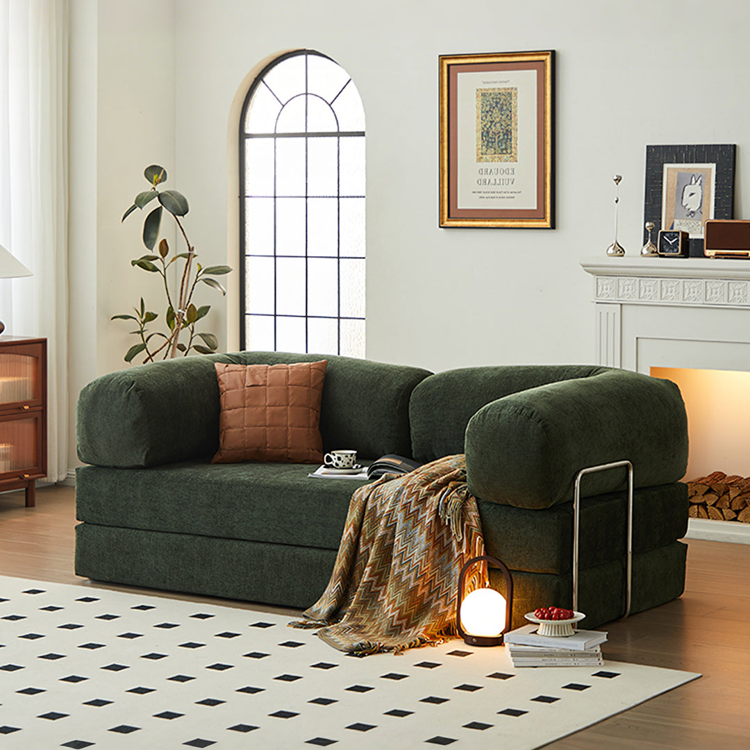 yamada foldable lazy sofa bed, corduroy in modern living room