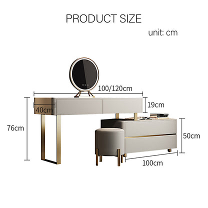 Davidson Dressing Table With LED Mirror, Extendable, Corner Dressing Table