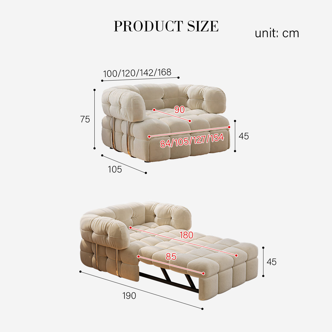 Rojas Single Sofa Bed, Armchair Sofa Bed, Cream-Weilai Concept-Weilai Concept