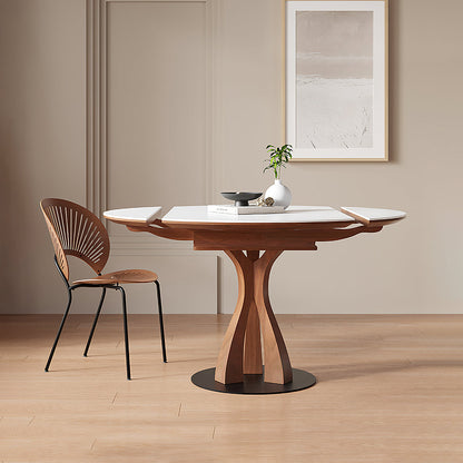 Caruso Round Extending Dining Table, Sintered Stone, White